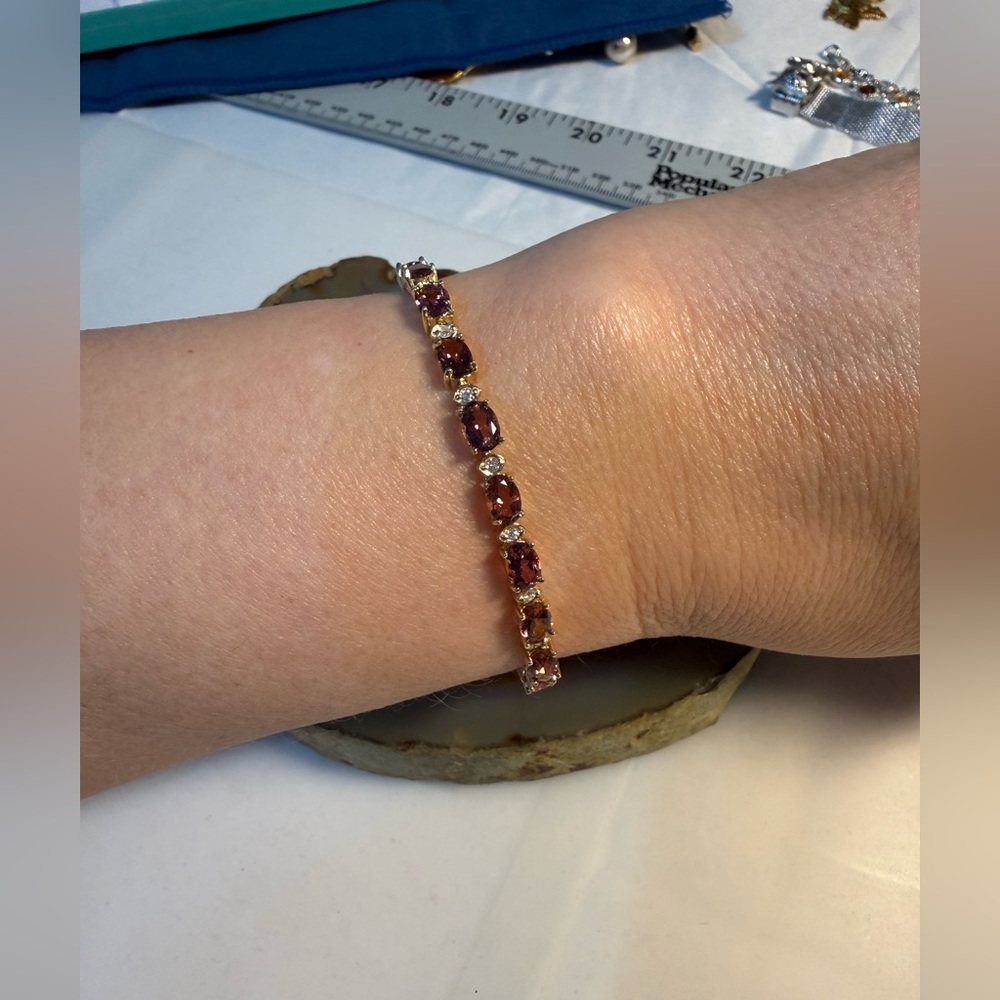 14K Gold 15ct Tourmaline & diamond Gemstone bracelet NIB appraised $10k 7”